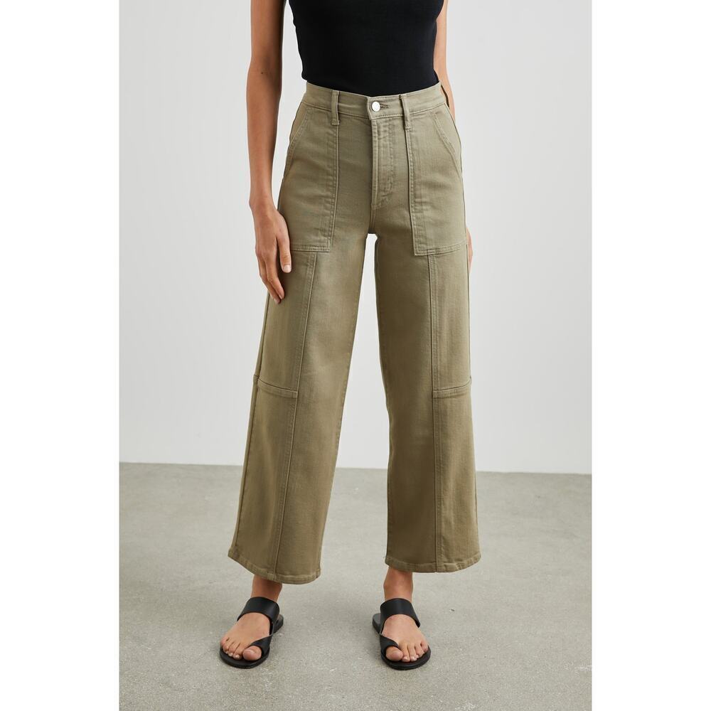 Rails Getty Crop Utility Wide Leg Jean Washed Olive Size 25